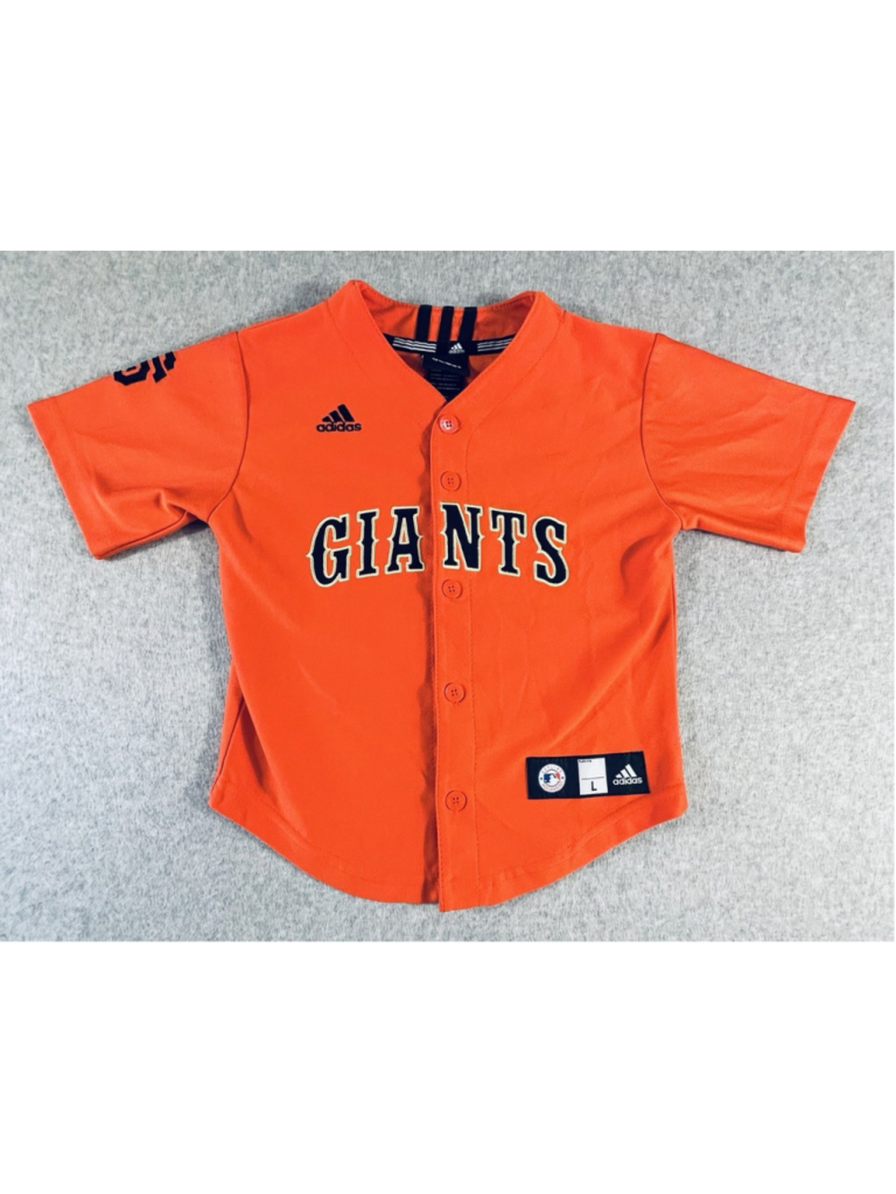 Adidas San Francisco Giants Youth Large 7 Orange Button Front Baseball Jersey